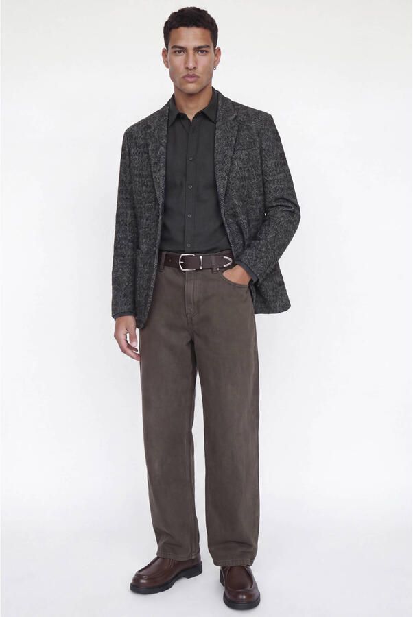 JACK & JONES ESSENTIALS regular fit gemêleerd casual overhemd zwart - Foto 2