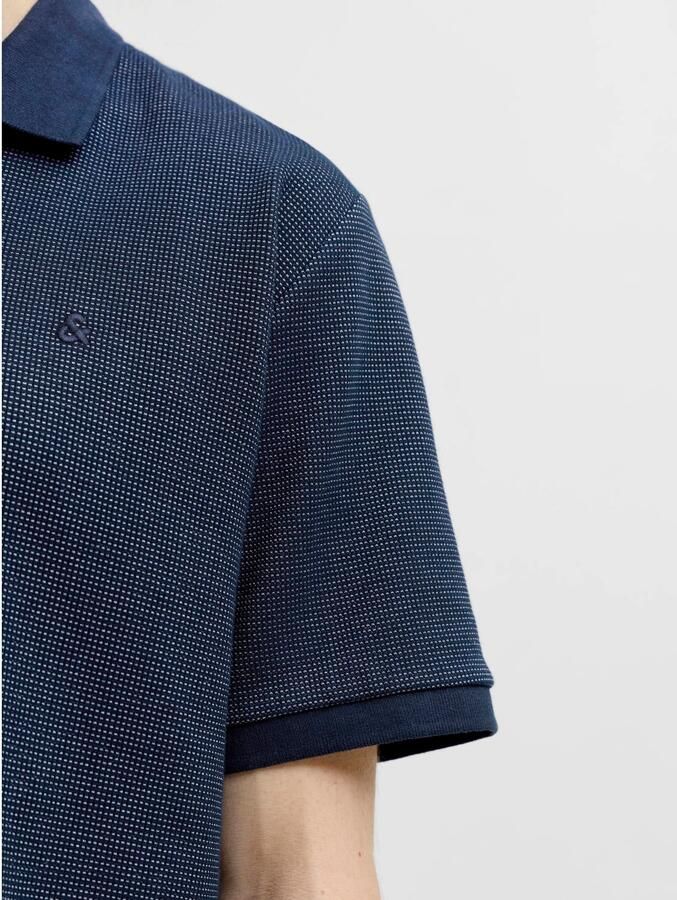 JACK & JONES ESSENTIALS regular fit gemêleerde polo donkerblauw - Foto 2