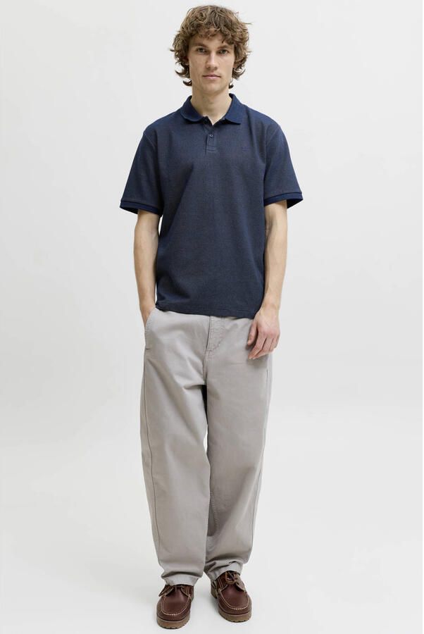 JACK & JONES ESSENTIALS regular fit gemêleerde polo donkerblauw - Foto 3