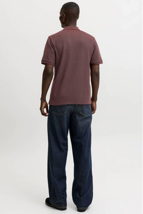 JACK & JONES ESSENTIALS regular fit gemêleerde polo roodbruin - Foto 3