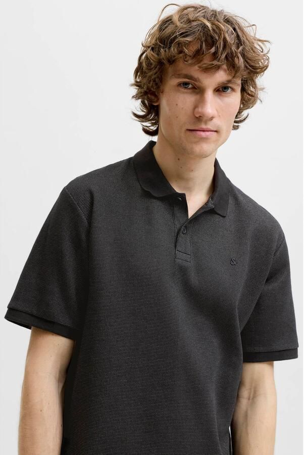 JACK & JONES ESSENTIALS regular fit gemêleerde polo zwart - Foto 2