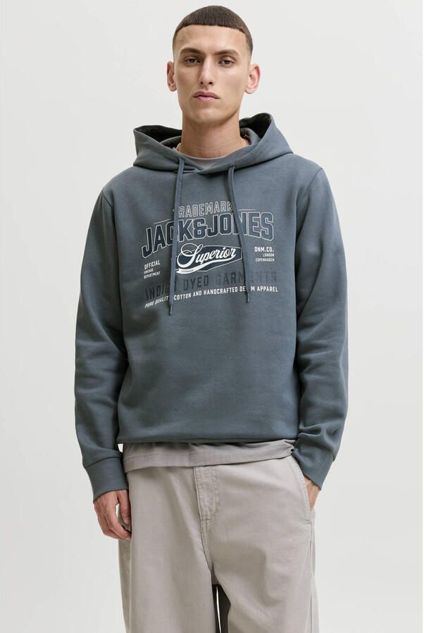 JACK & JONES ESSENTIALS regular fit hoodie met print turbulence