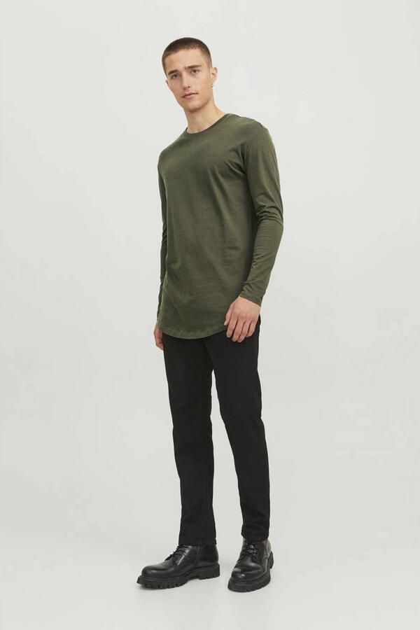 JACK & JONES ESSENTIALS regular fit longsleeve JJENOA van katoen forest night