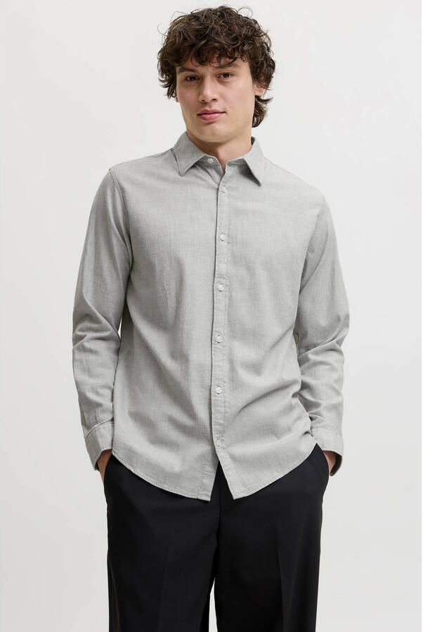 JACK & JONES ESSENTIALS regular fit overhemd lichtgrijs
