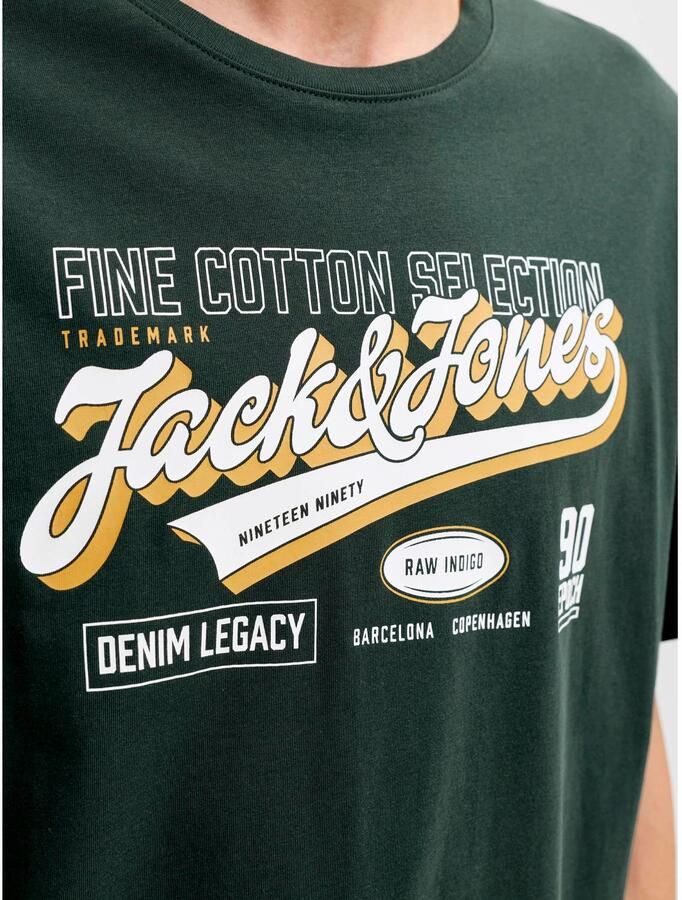 JACK & JONES ESSENTIALS regular fit T-shirt met print donkergroen - Foto 2