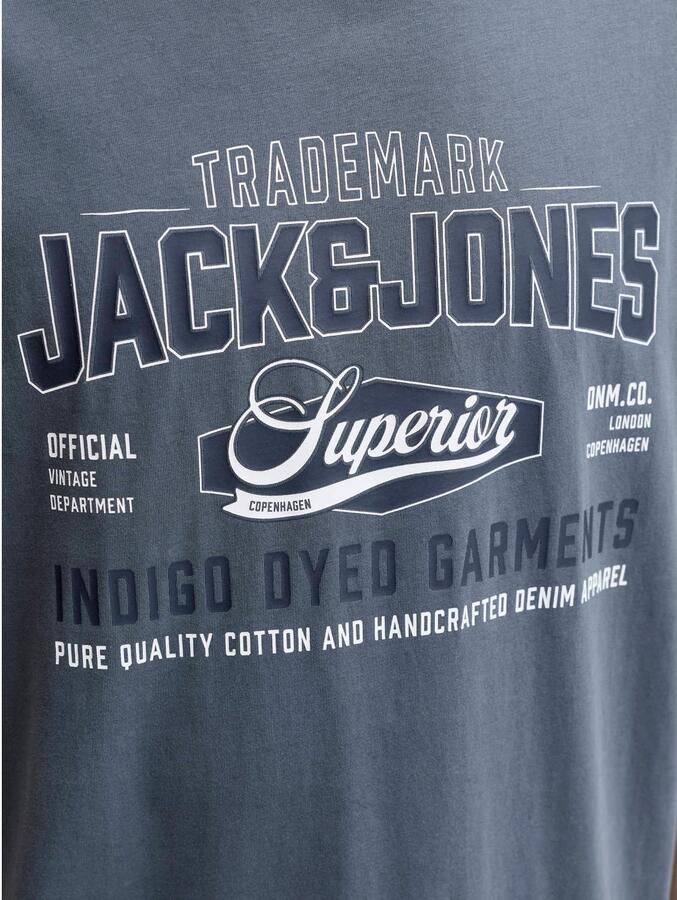 JACK & JONES ESSENTIALS regular fit T-shirt met print grijsblauw - Foto 2