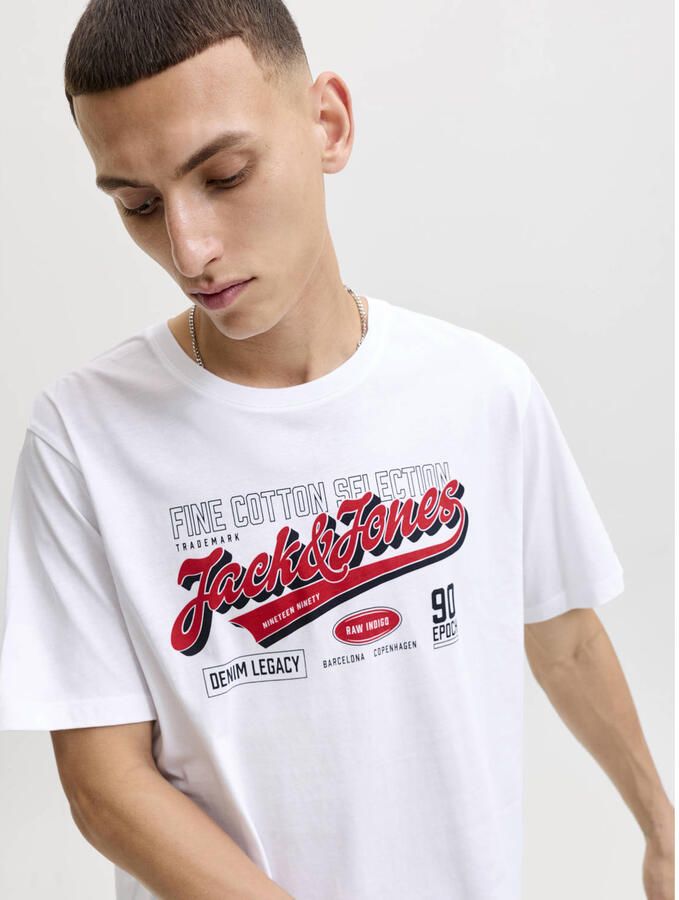 JACK & JONES ESSENTIALS regular fit T-shirt met print wit - Foto 2