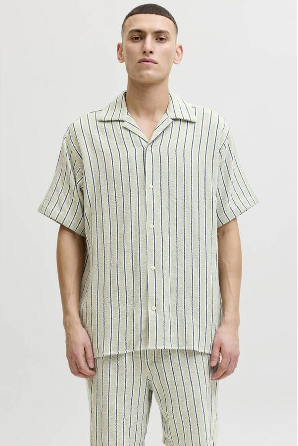 JACK & JONES ESSENTIALS regular gestreepte casual overhemd lichtgroen