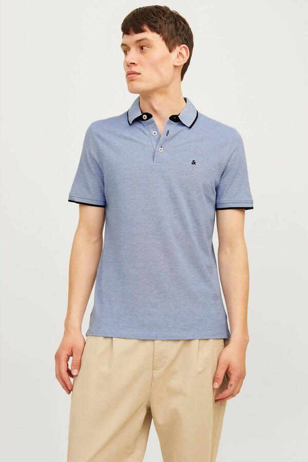 Jack & Jones Poloshirt JJEPAULOS in duopack met logoborduring en comfort effen met kleuraccent modieus smal katoen polokraag (2-delig Set van 2)