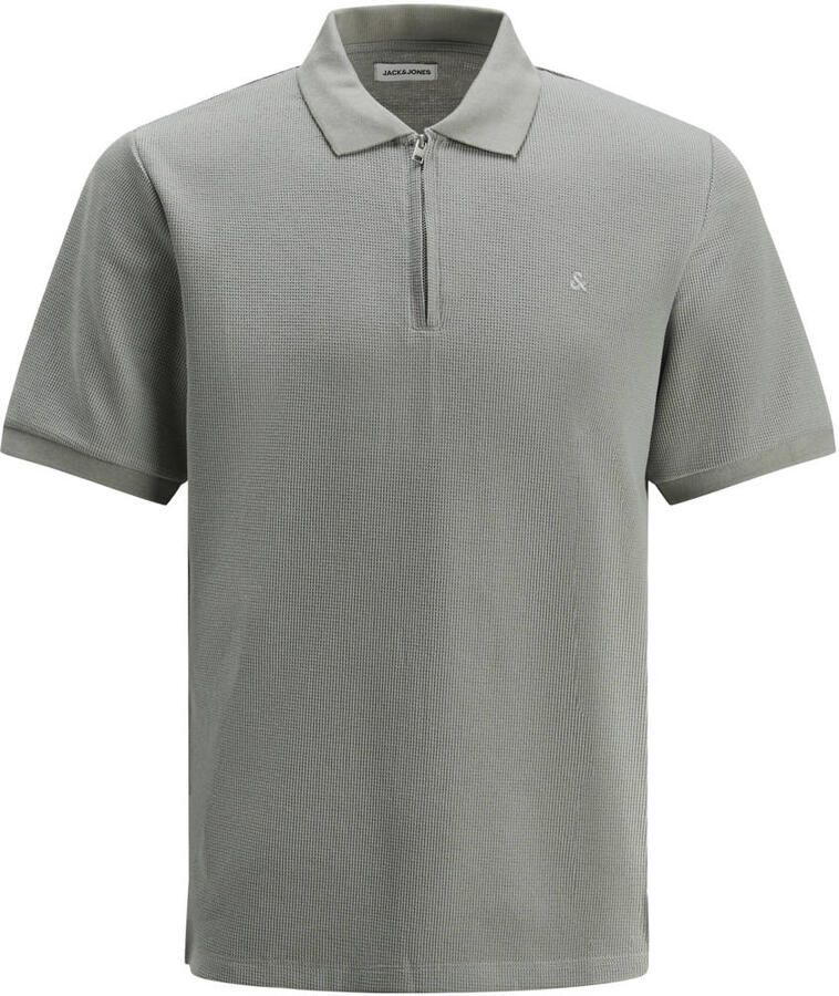 JACK & JONES ESSENTIALS regular polo met ingebreid patroon grijs - Foto 3