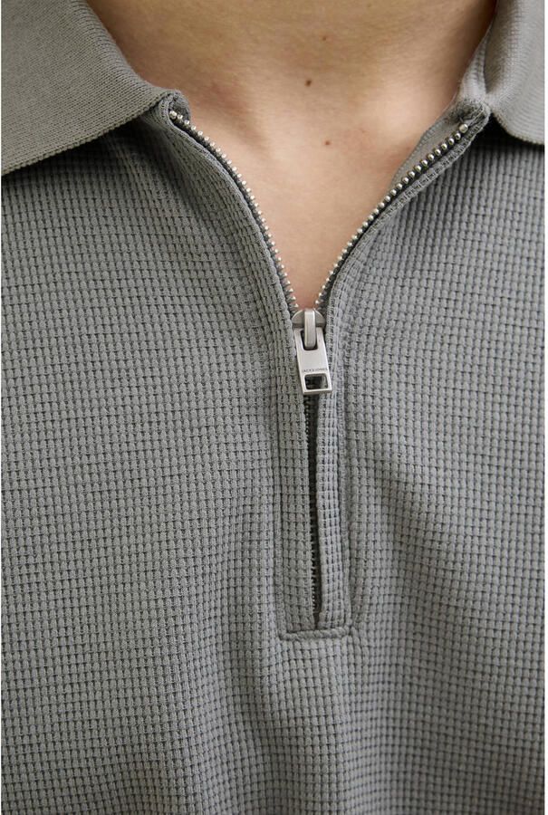JACK & JONES ESSENTIALS regular polo met ingebreid patroon grijs - Foto 2