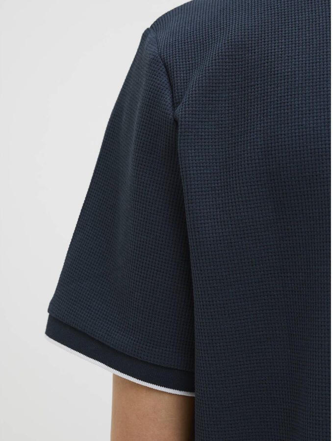 JACK & JONES ESSENTIALS regular polo met textuur donkerblauw