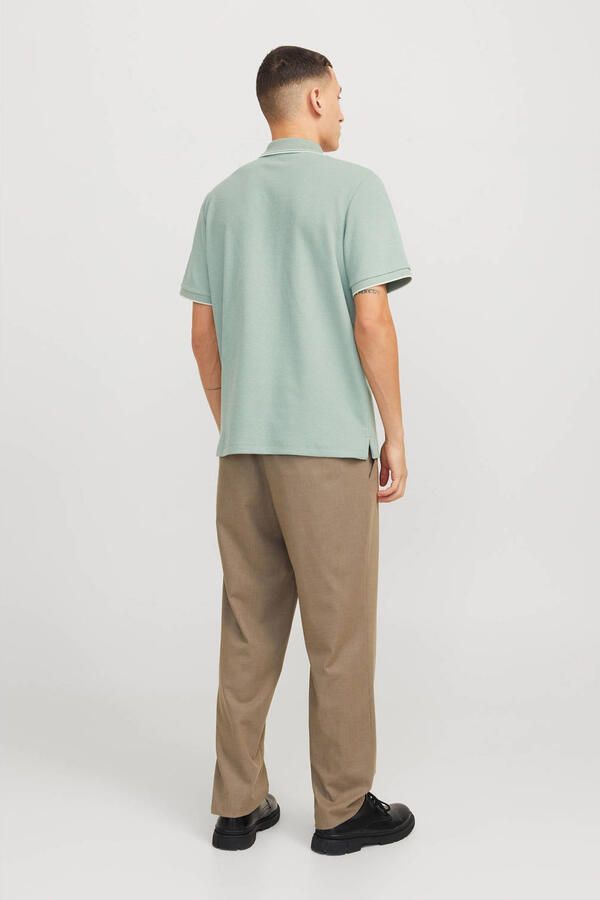 JACK & JONES ESSENTIALS regular polo met textuur groen