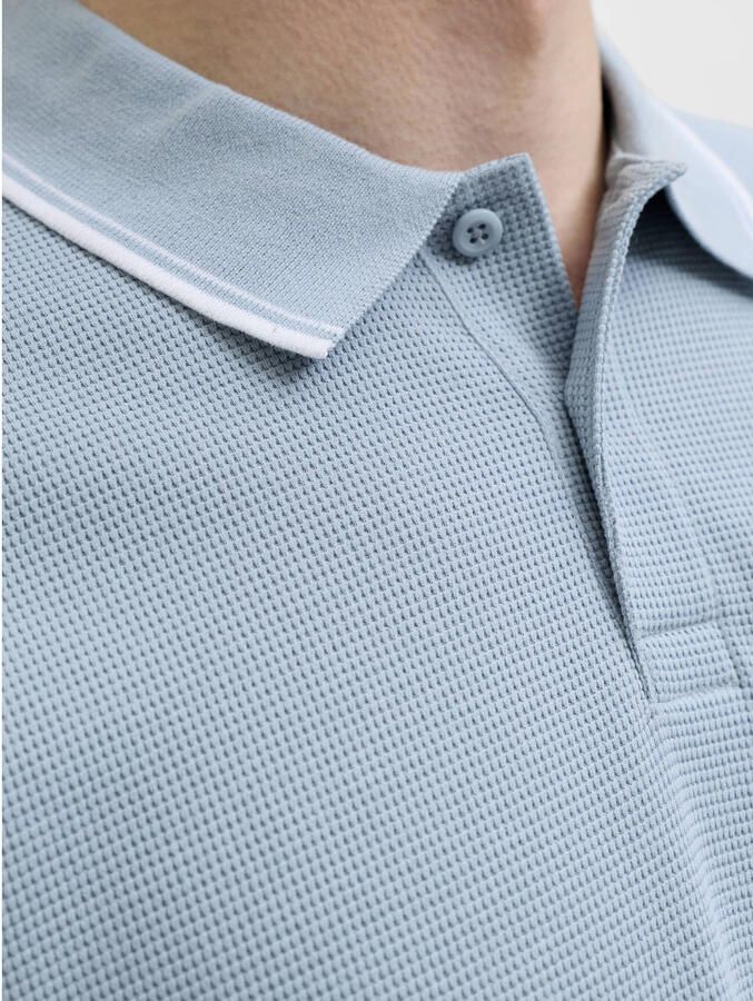 JACK & JONES ESSENTIALS regular polo met textuur lichtblauw - Foto 2