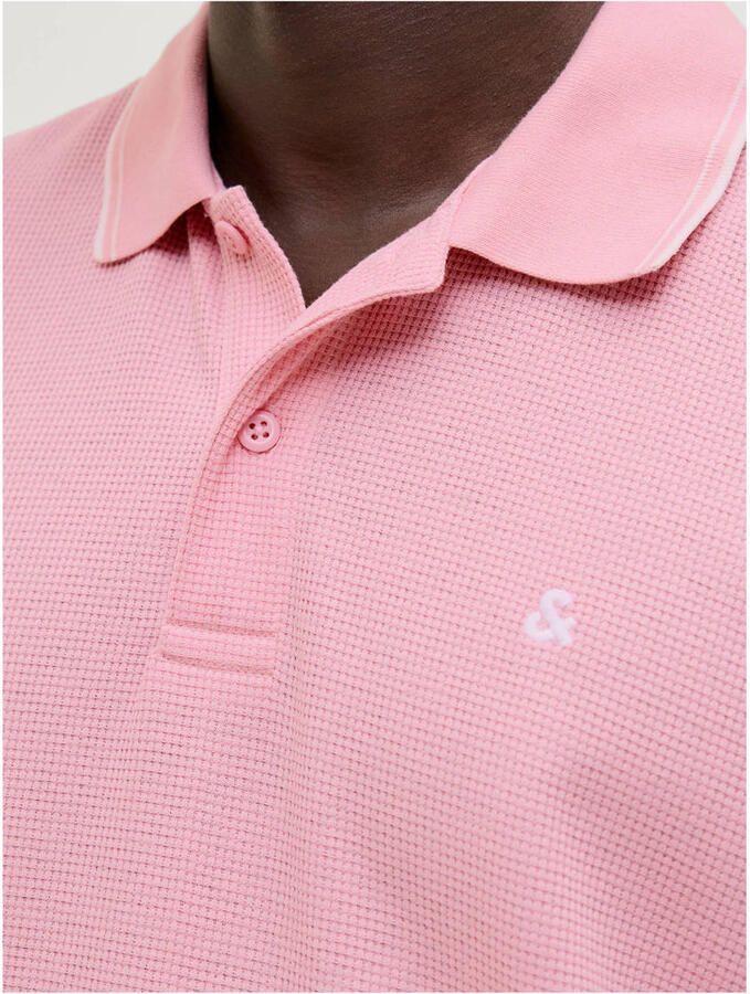 JACK & JONES ESSENTIALS regular polo met textuur roze