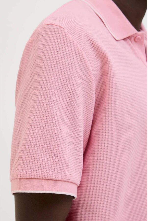 JACK & JONES ESSENTIALS regular polo met textuur roze - Foto 2