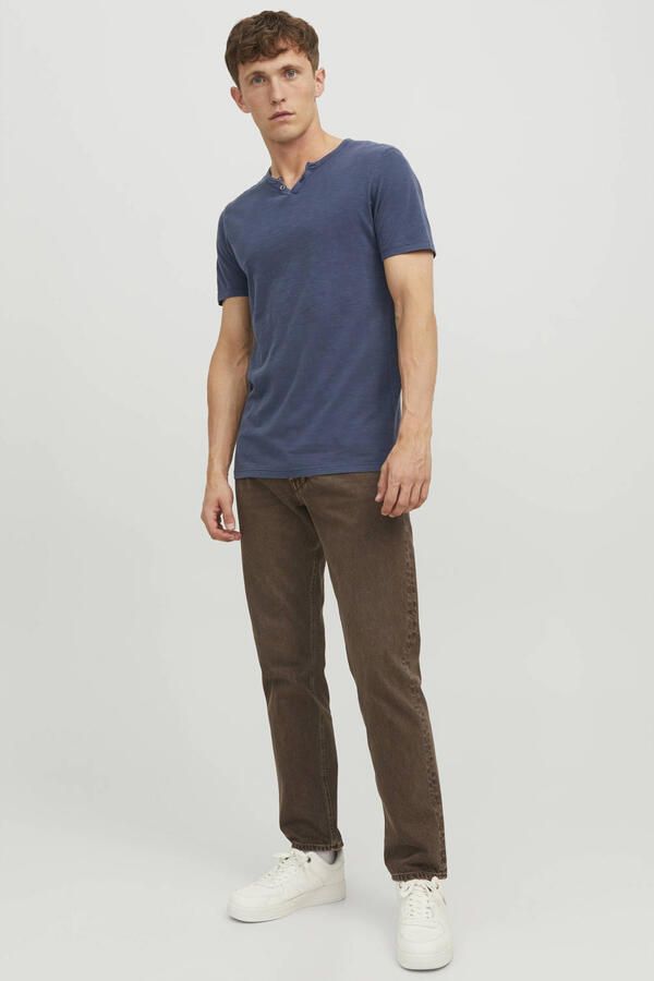 Jack & jones Blauw Marl Katoenen T-shirt met Korte Mouwen Blue Heren