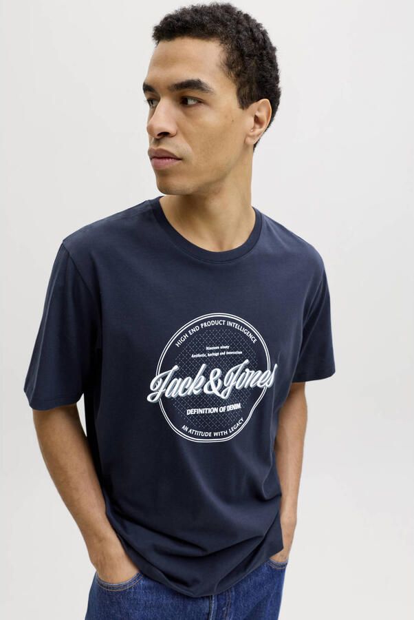 JACK & JONES ESSENTIALS regular T-shirt donkerblauw