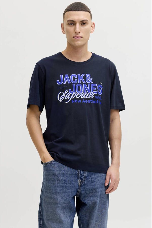 JACK & JONES ESSENTIALS regular T-shirt donkerblauw
