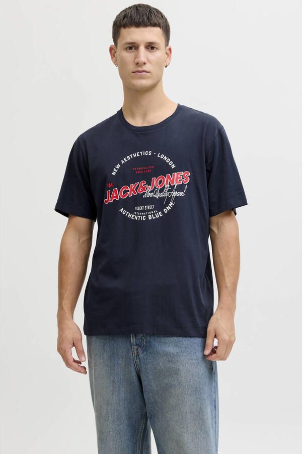 JACK & JONES ESSENTIALS regular T-shirt donkerblauw