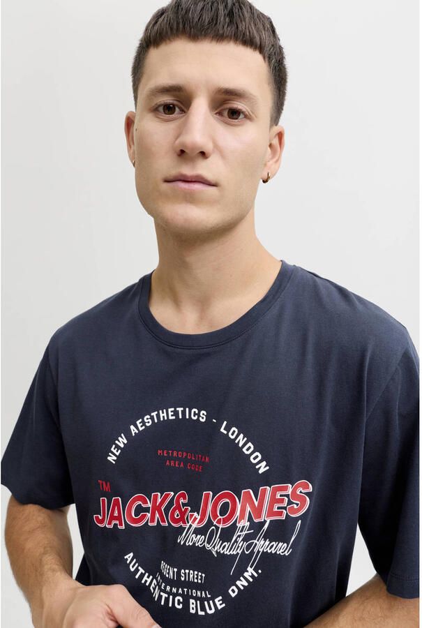 JACK & JONES ESSENTIALS regular T-shirt donkerblauw - Foto 2