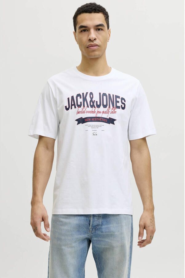 JACK & JONES ESSENTIALS regular T-shirt wit