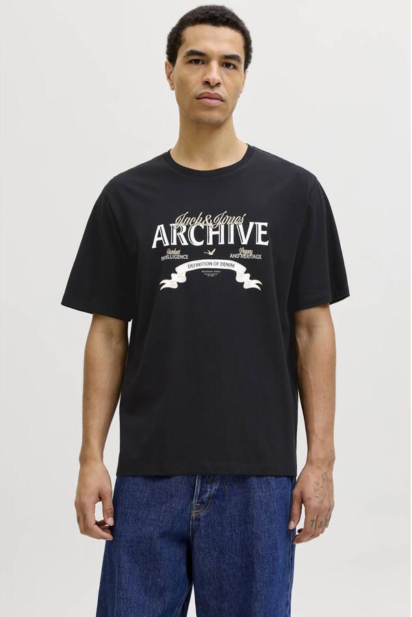 JACK & JONES ESSENTIALS regular T-shirt zwart