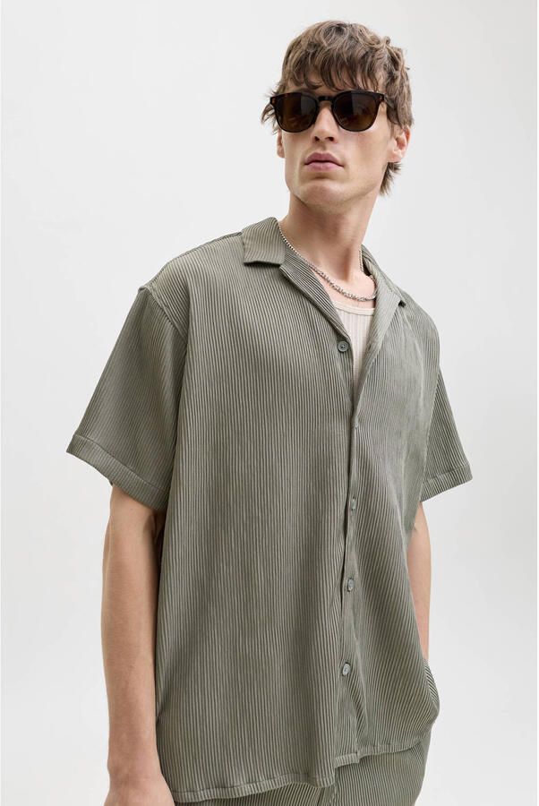 JACK & JONES ESSENTIALS relaxed casual overhemd en short groen