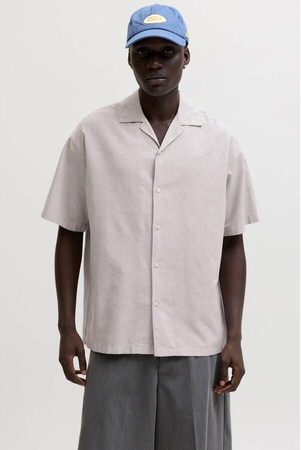 Jack & jones regular fit vrijetijdsoverhemd van mix van katoen en linnen