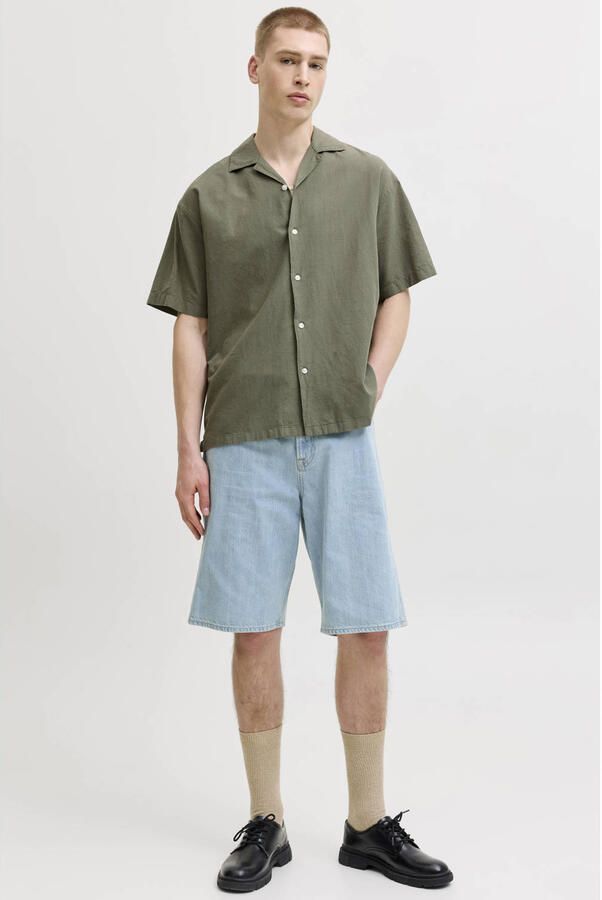 Jack & jones regular fit vrijetijdsoverhemd van mix van katoen en linnen - Foto 2