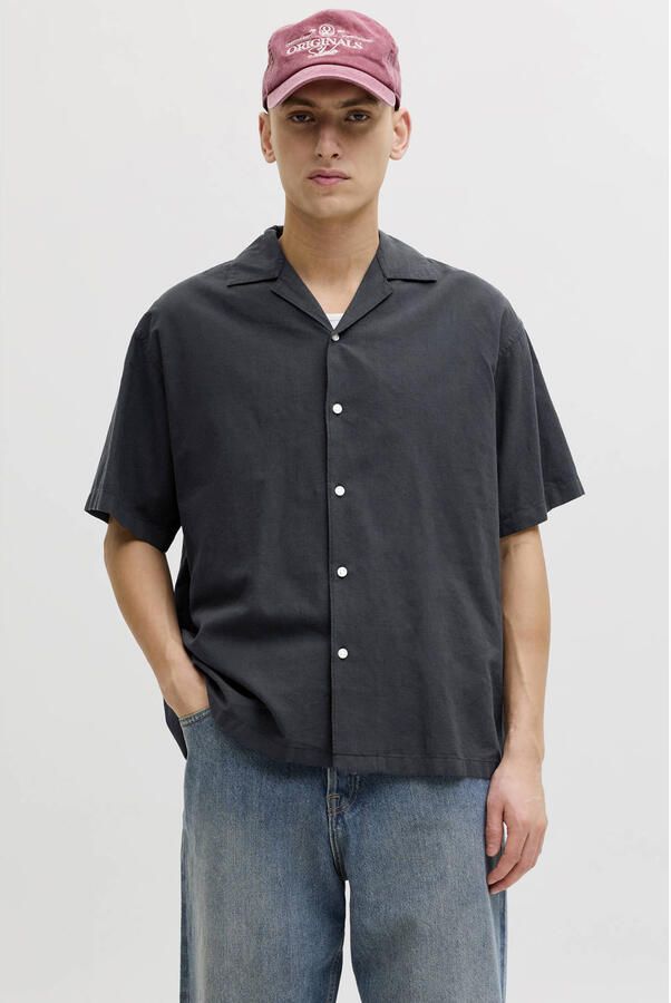Jack & jones regular fit vrijetijdsoverhemd van mix van katoen en linnen