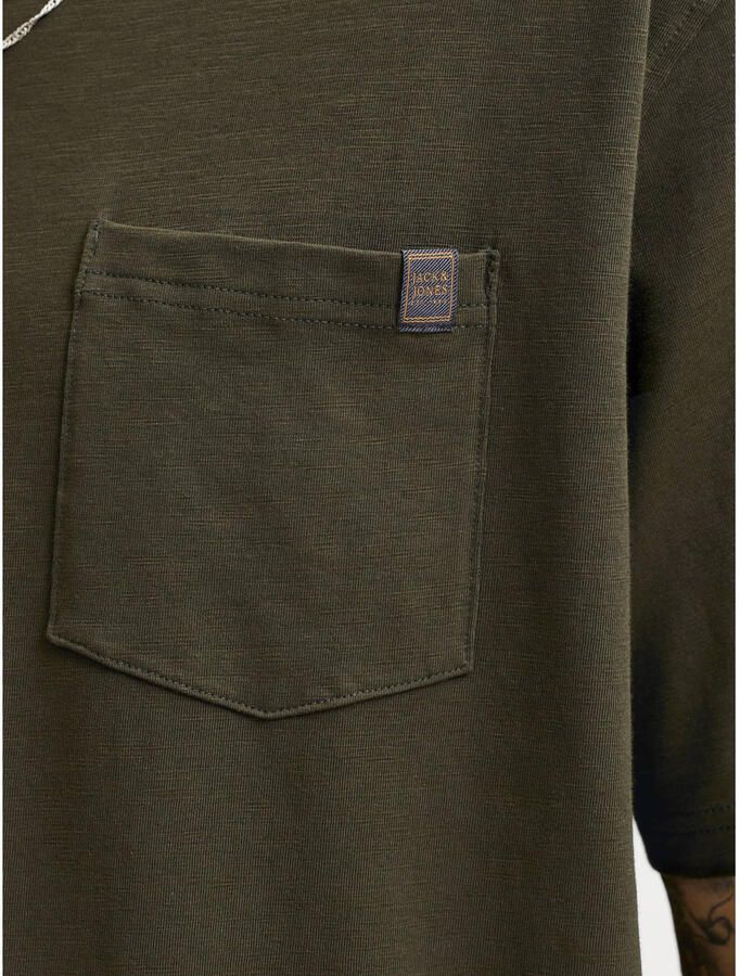 JACK & JONES ESSENTIALS relaxed fit gemêleerd T-shirt donkergroen