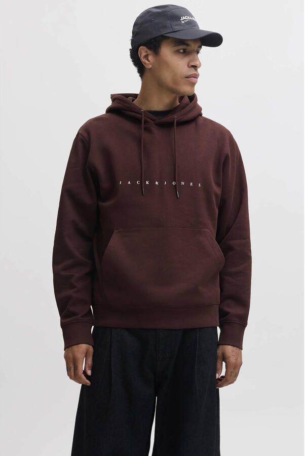 JACK & JONES ESSENTIALS relaxed fit hoodie met logo bitter chocolate
