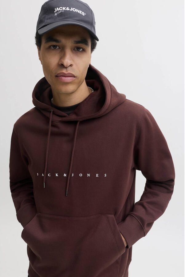 JACK & JONES ESSENTIALS relaxed fit hoodie met logo bitter chocolate - Foto 3
