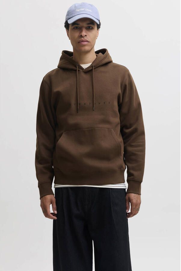 JACK & JONES ESSENTIALS relaxed fit hoodie met logo cocoa