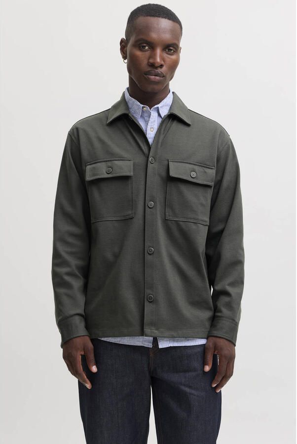 JACK & JONES ESSENTIALS relaxed fit overshirt beluga