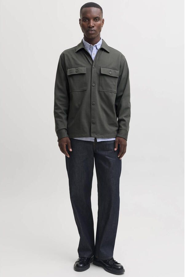 JACK & JONES ESSENTIALS relaxed fit overshirt beluga - Foto 3