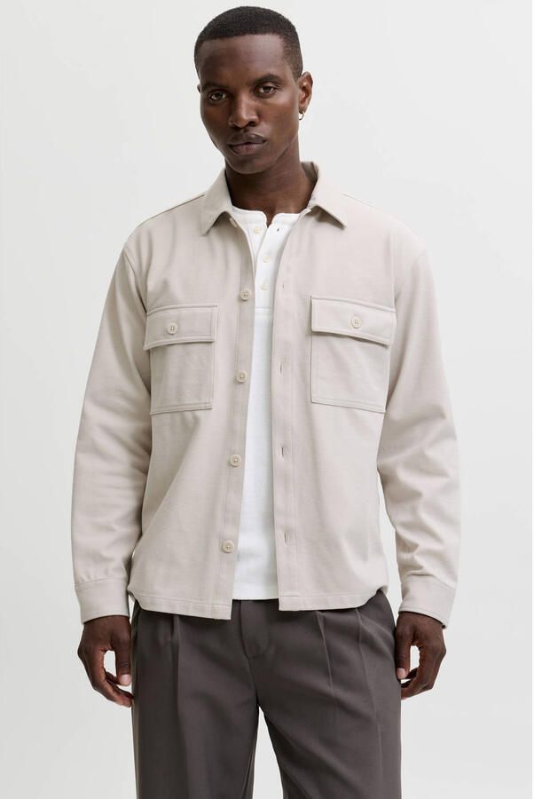 JACK & JONES ESSENTIALS relaxed fit overshirt moonbeam