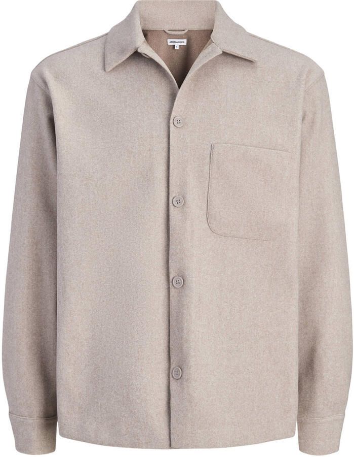 JACK & JONES ESSENTIALS relaxed fit overshirt oatmeal - Foto 2