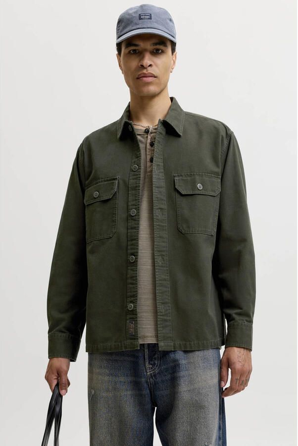 JACK & JONES ESSENTIALS relaxed fit overshirt rosin
