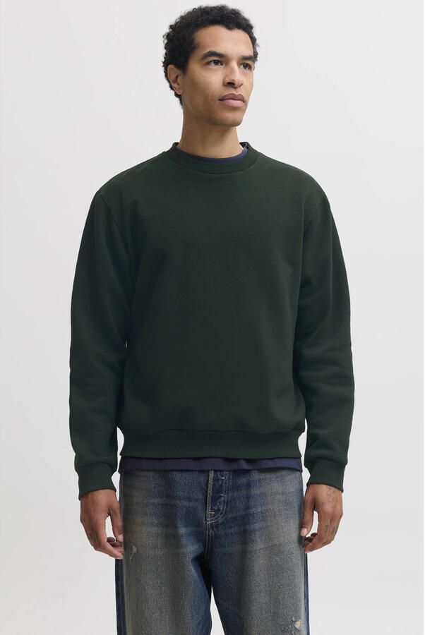 JACK & JONES ESSENTIALS relaxed fit sweater donkergroen