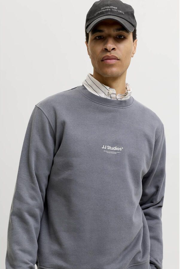 JACK & JONES ESSENTIALS relaxed fit sweater met print turbulence