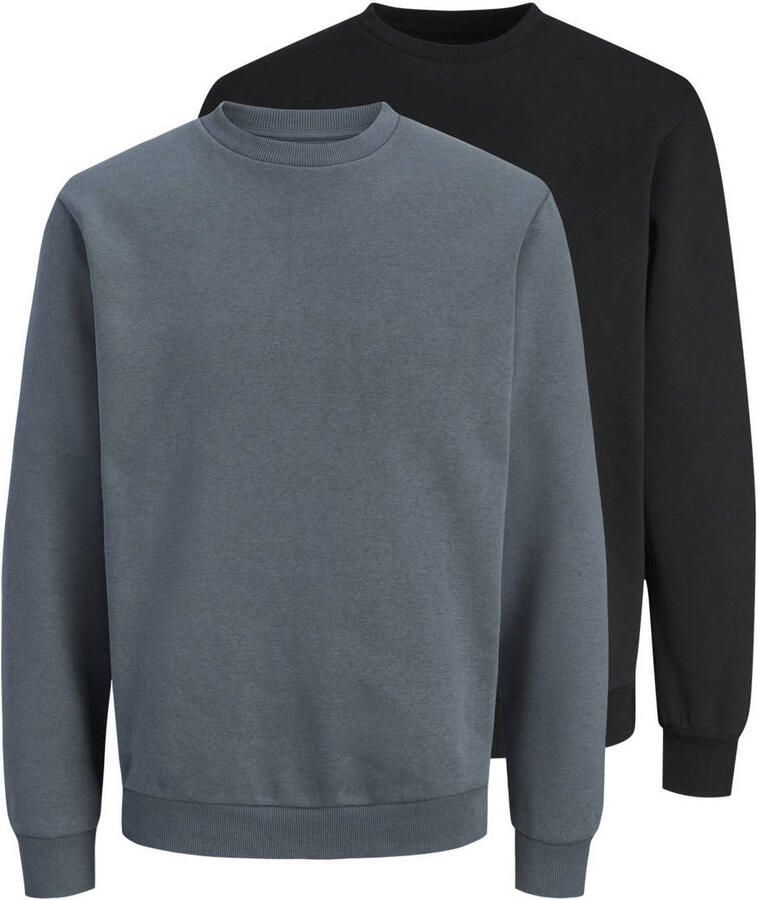 JACK & JONES ESSENTIALS relaxed fit sweater zwart turbulence (set van 2)