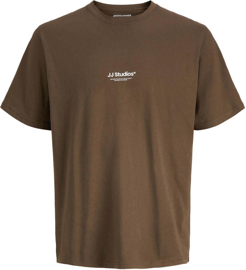 JACK & JONES ESSENTIALS relaxed fit T-shirt met print bruin