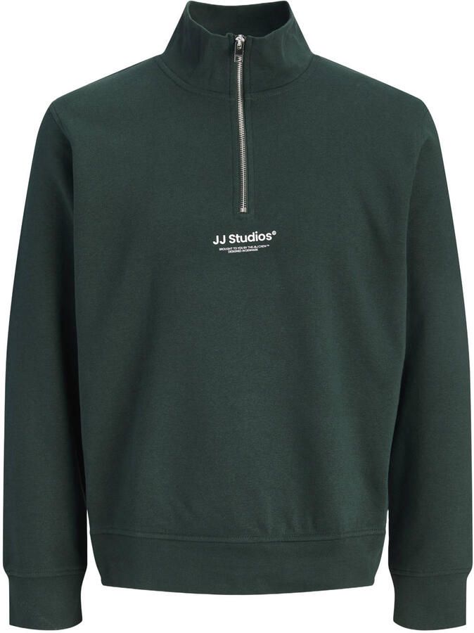 JACK & JONES ESSENTIALS relaxed fit trui met print donkergroen - Foto 2