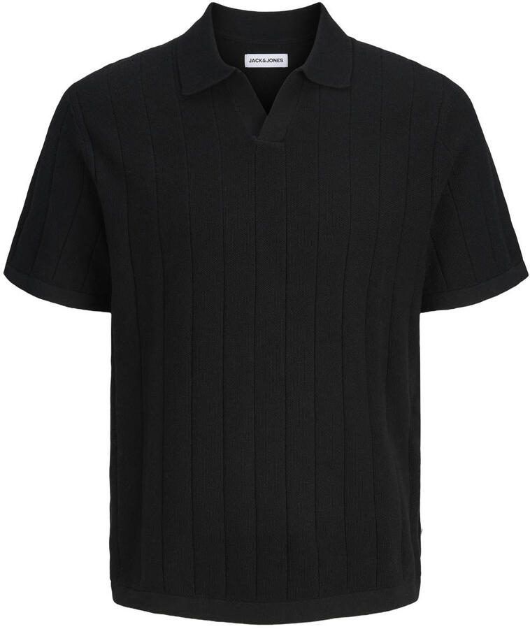 JACK & JONES ESSENTIALS relaxed polo gebreid zwart