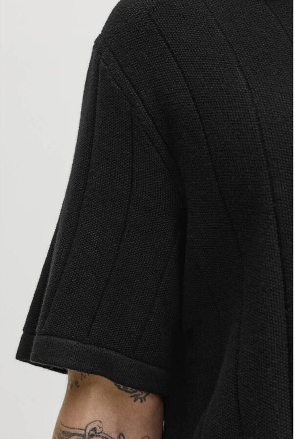 JACK & JONES ESSENTIALS relaxed polo gebreid zwart - Foto 3