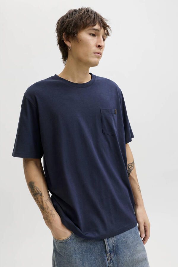 JACK & JONES ESSENTIALS relaxed T-shirt donkerblauw - Foto 3