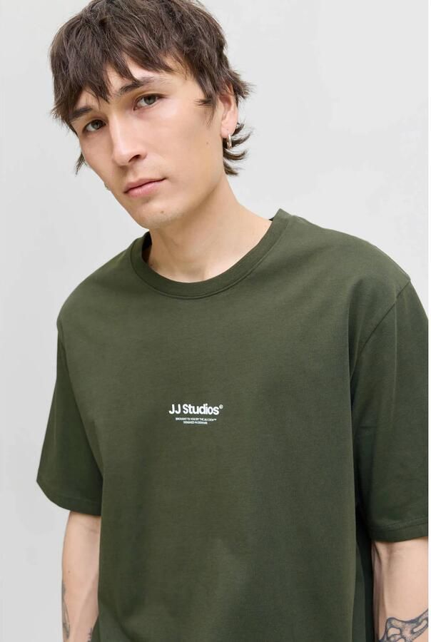 JACK & JONES ESSENTIALS relaxed T-shirt donkergroen