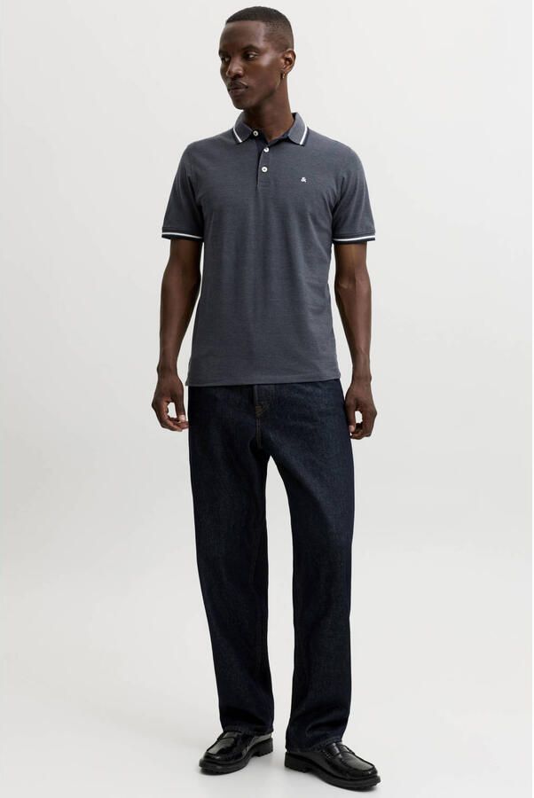 JACK & JONES ESSENTIALS slim fit gemêleerde polo grijsblauw - Foto 2